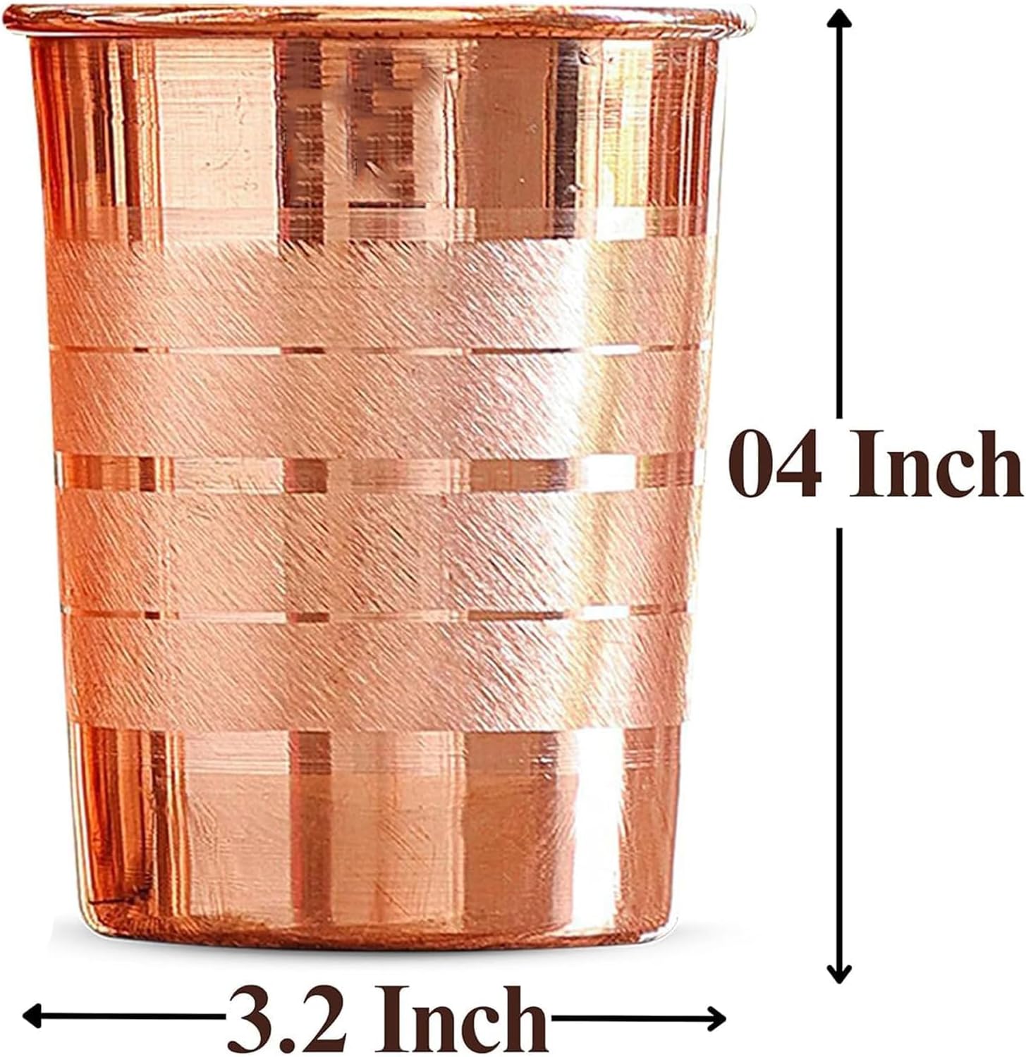 100% Copper Water Glasses Drinking Water Cups Durable Glass Set of 6 Ayurvedic Health Benefits Tumblers