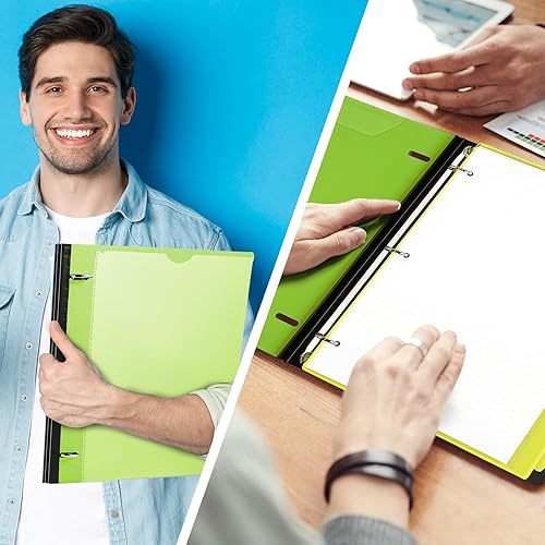 Miniatura 6 de MAKHISTORY Carpeta telescópica de 3 anillas, 4 unidades, carpeta flexible con cubierta frontal personalizada, bolsillo transparente para catálogo, 3