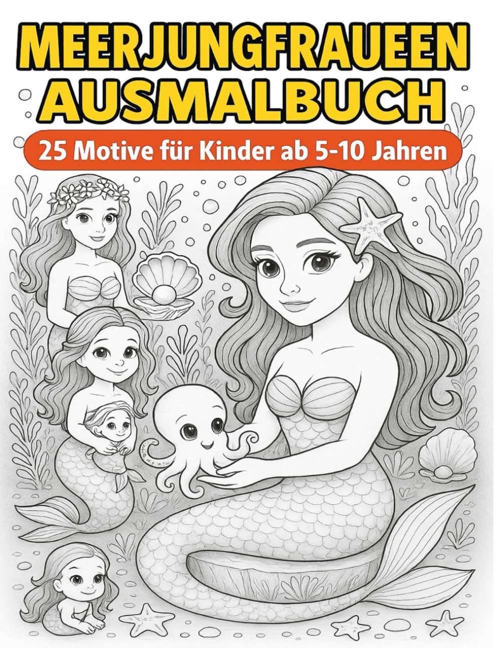 Magische Meerjungfrauen – Ausmalbuch: 25 zauberhafte Unterwasser-Motive zum Entspannen & Kreativsein für Kinder