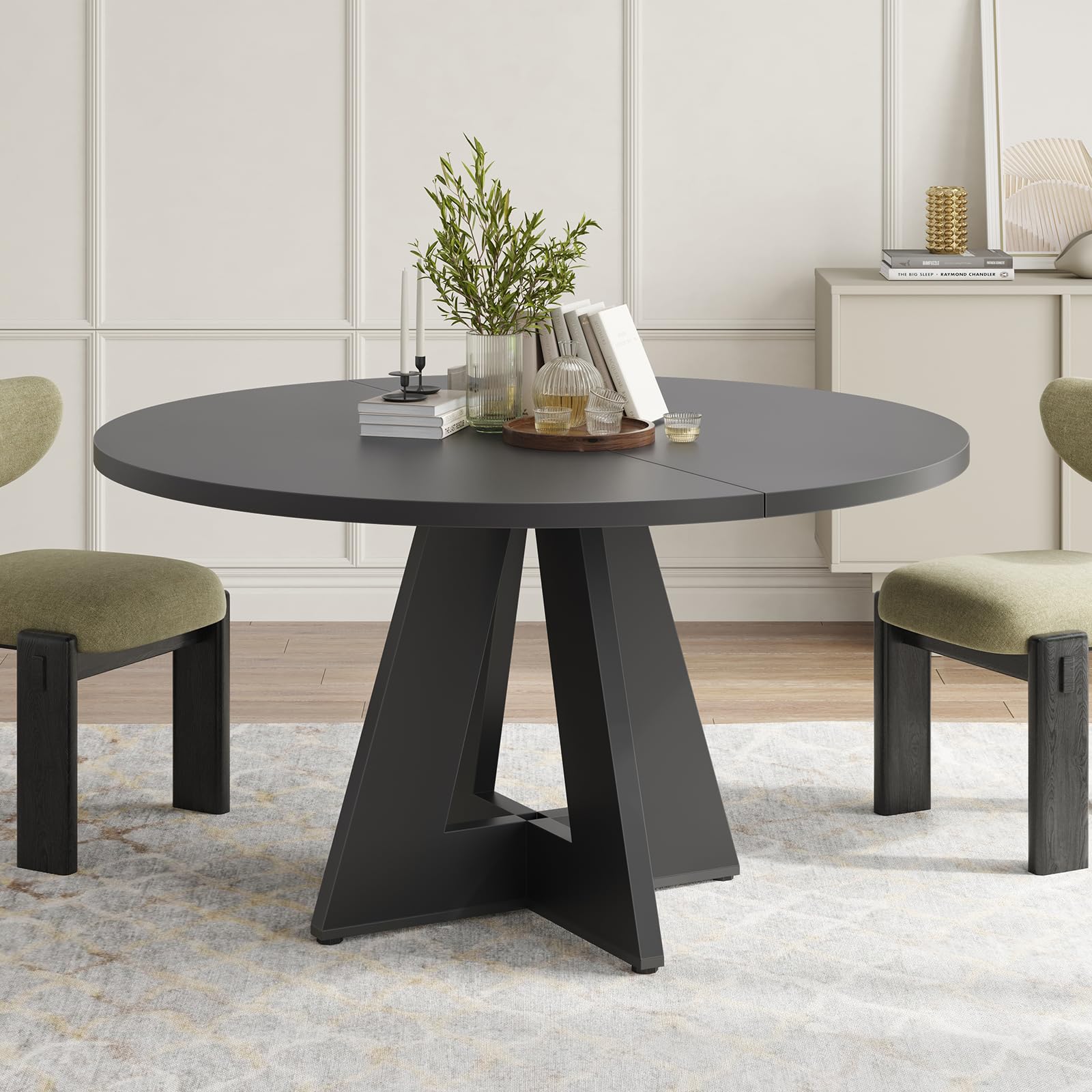 Snapklik.com : STARY 47" Round Dining Table For 4-8 People, Modern Wood ...