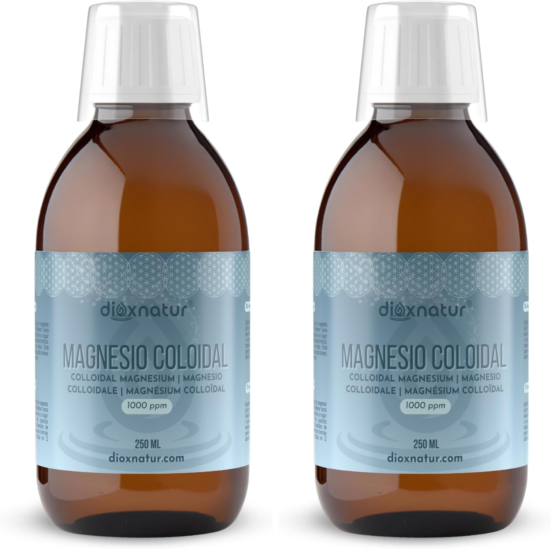 Magnesio Coloidal Líquido 1000 ppm - Solución de Magnesio Bisglicinato – 250ml (Paquete de 2)