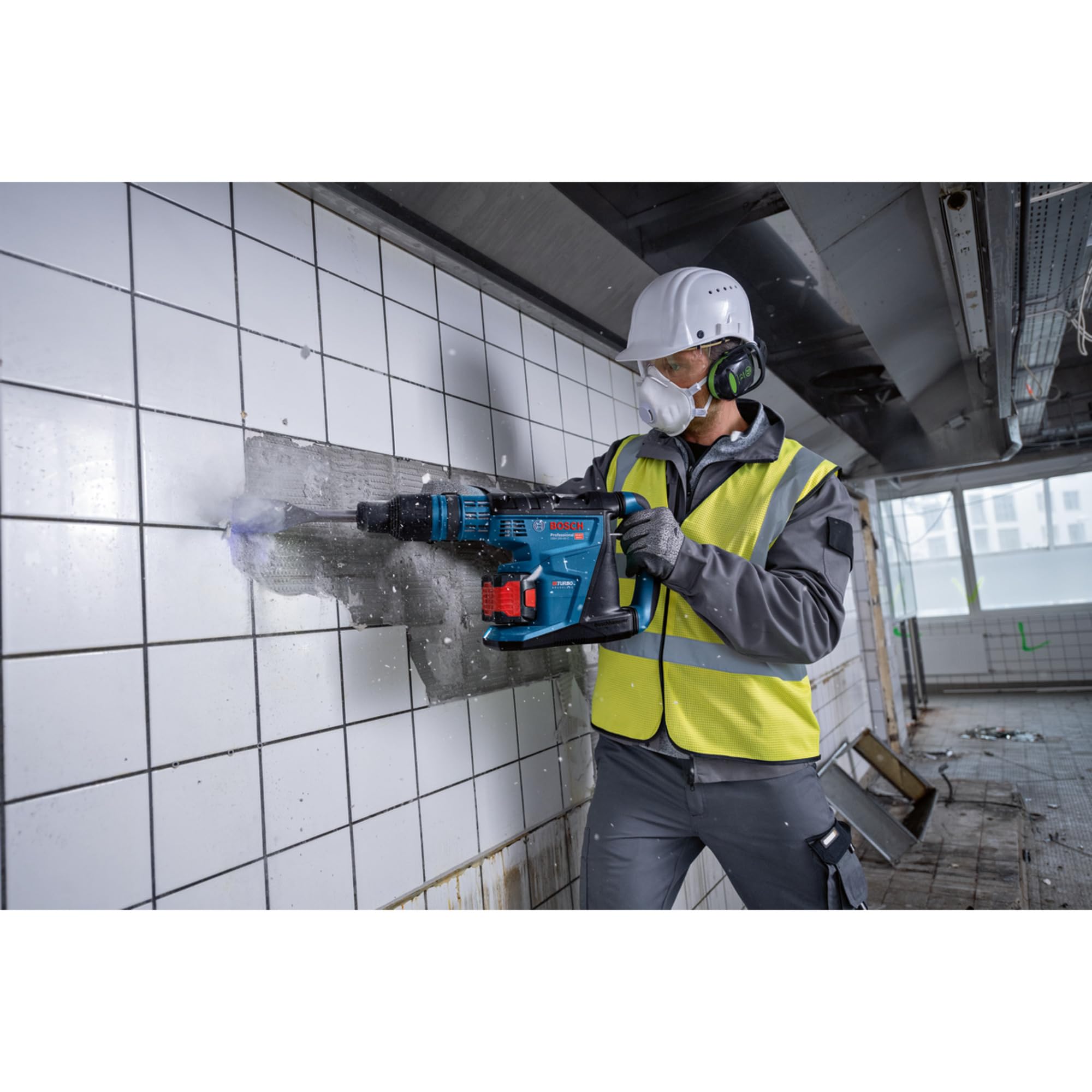 Bosch Professional 18V System perforateur sans-fil BITURBO GBH 18V-40 C (avec chiffon, tube de graisse, poignée auxiliaire, 1 coffret XL-BOXX)