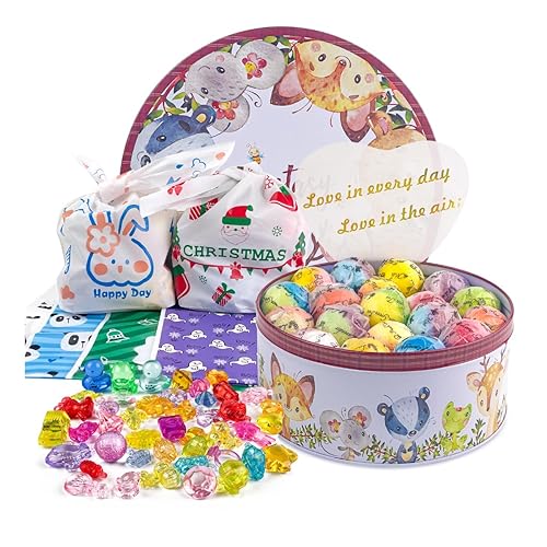 Miniatura 8 de 34 + 6 bombas de baño con juguetes de cristal en el interior para niños, 34 piezas de bombas de baño orgánicas sorpresa juego de regalo