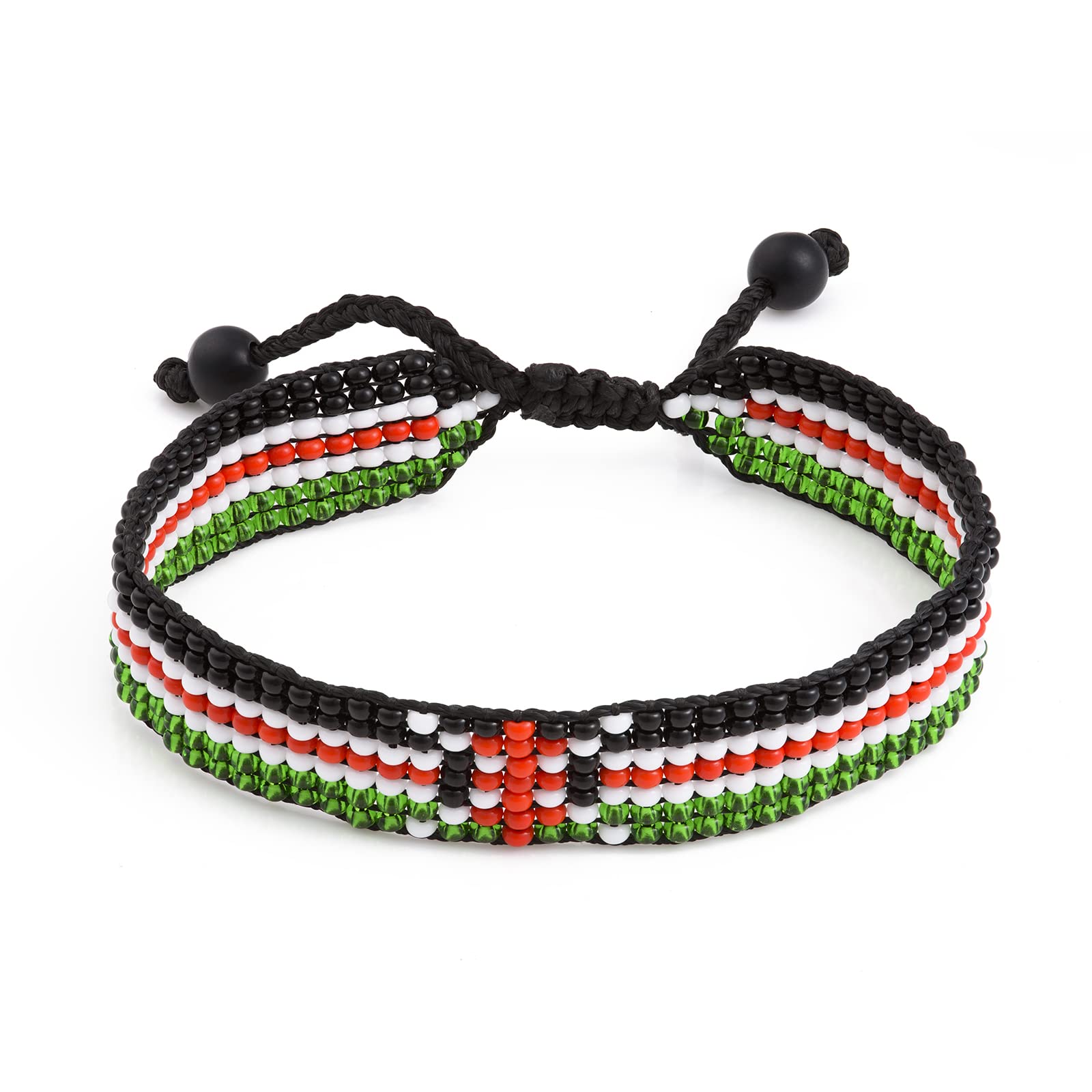 Flag Bracelet - Adjustible Wrist Wrap Bracelet - Beaded and Boho Style Rope Bracelet - Country Flag Bracelet