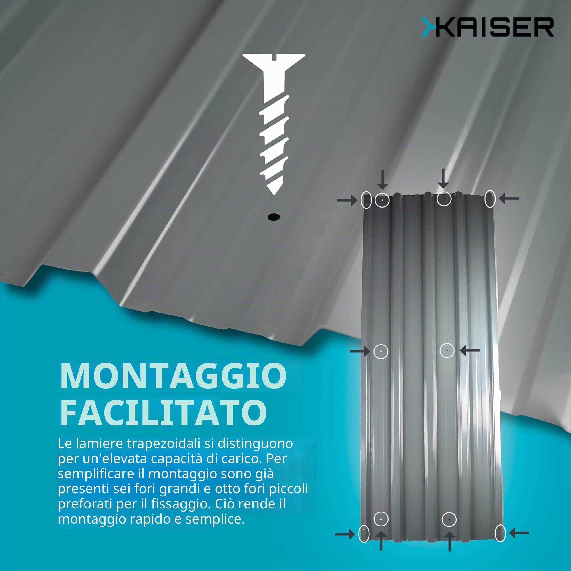 KAISER® Set di 12 lamiere trapezio – Lamiera profilata 115x46 cm (6,35 m²) antracite – Piastre per tetti zincate in metallo e lamiera d'acciaio – per carport, tetto, garage, capanni, rivestimento