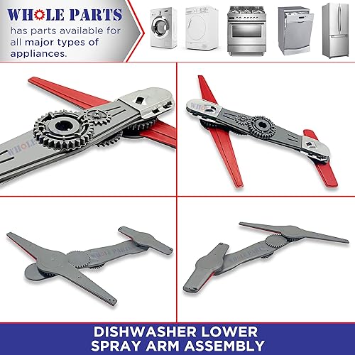 Miniatura 5 de Whole Parts Conjunto de brazo de pulverización inferior para lavavajillas # W10195601 - Reemplazo y compatible con algunos lavavajillas Kenmore y