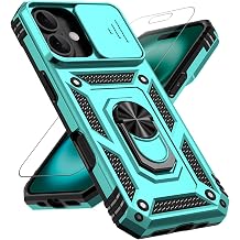 for iPhone 17 Case, with Slide Camera Cover HD Screen Protector [Military Grade 16ft. Drop Tested] Ring Holder Kickstand Protective Phone Case for Apple iPhone 17, Mint