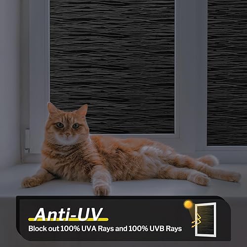 Miniatura 57 de rabbitgoo Película de privacidad para ventana, película de vidrio esmerilado, cubierta de vinilo extraíble para puertas, bloqueo UV, decorativa