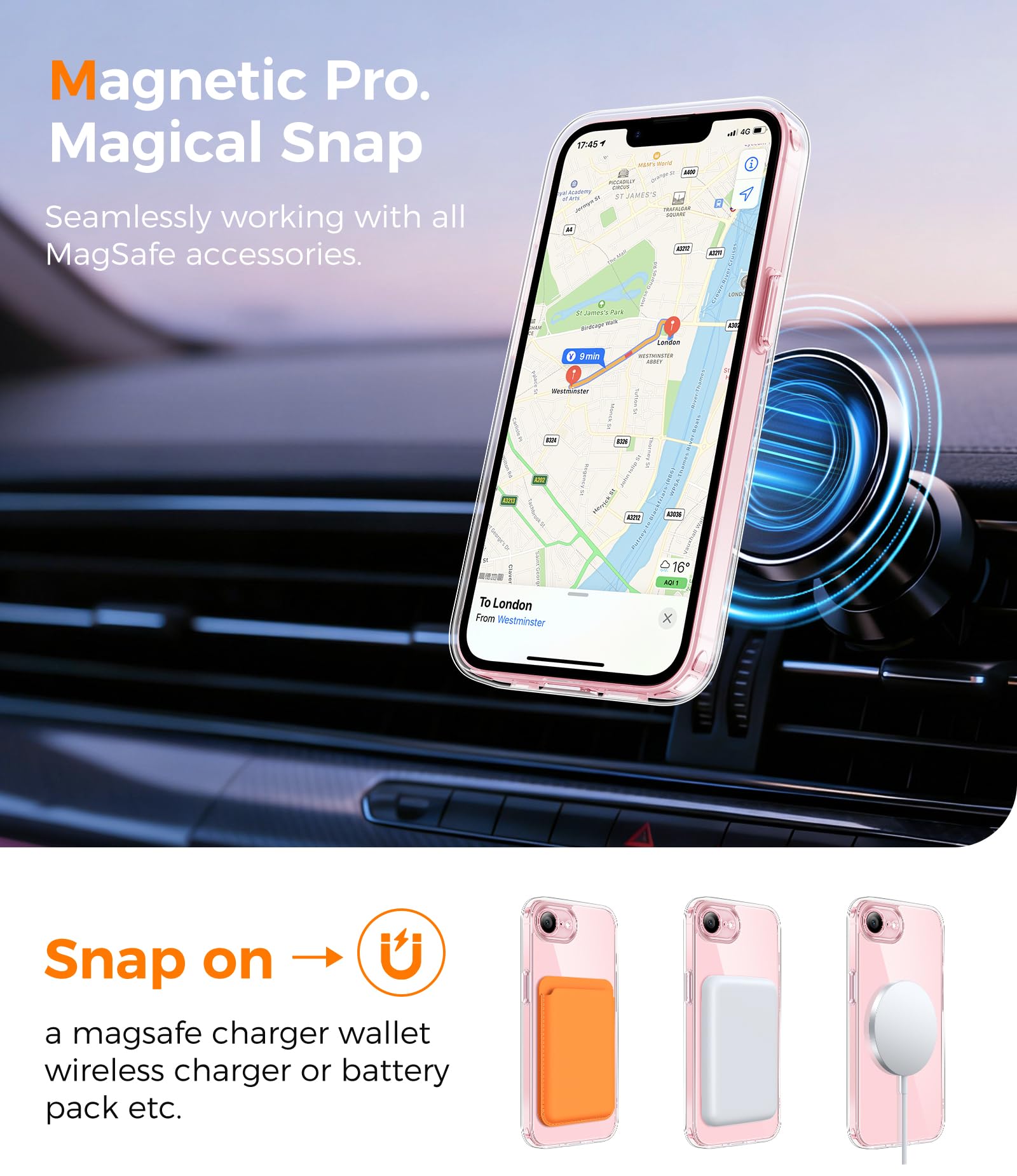 Qasyfanc Coque Magnétique pour iPhone 17e/iPhone 16e Compatible avec MagSafe avec 2 Verre trempé Protection écran, Anti-Jaune Antichoc Caméra Protecteur pour iPhone 17e/iPhone 16e-Transparente