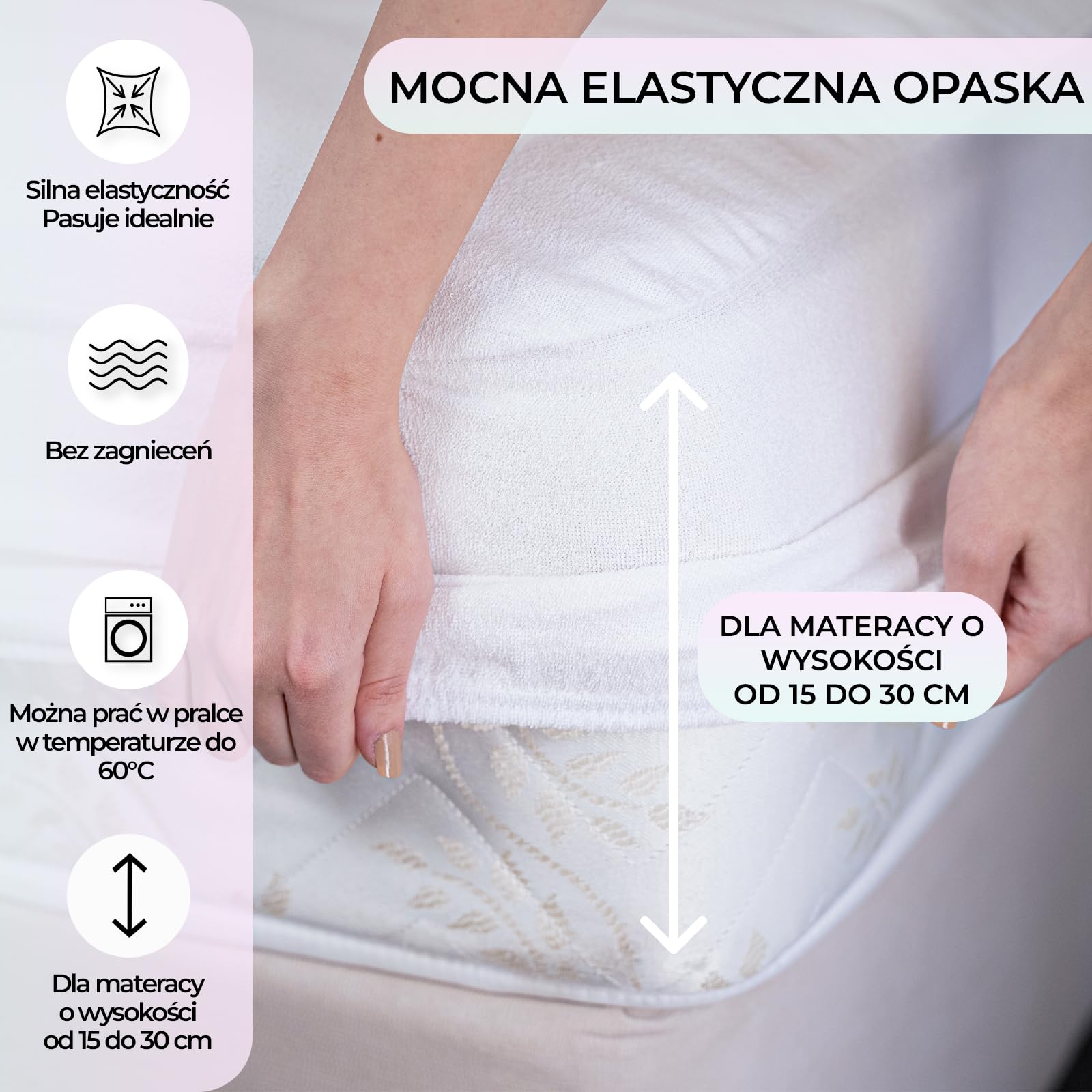 BUYMAX Zestaw 2 wodoszczelnych ochraniaczy na materac, 90 x 200 cm, prześcieradło z gumką bez trzaskania, nakładka na nietrzymanie moczu, gumka dookoła, oddychająca, ochrona przed roztoczami, nadaje się do prania, kolor biały
