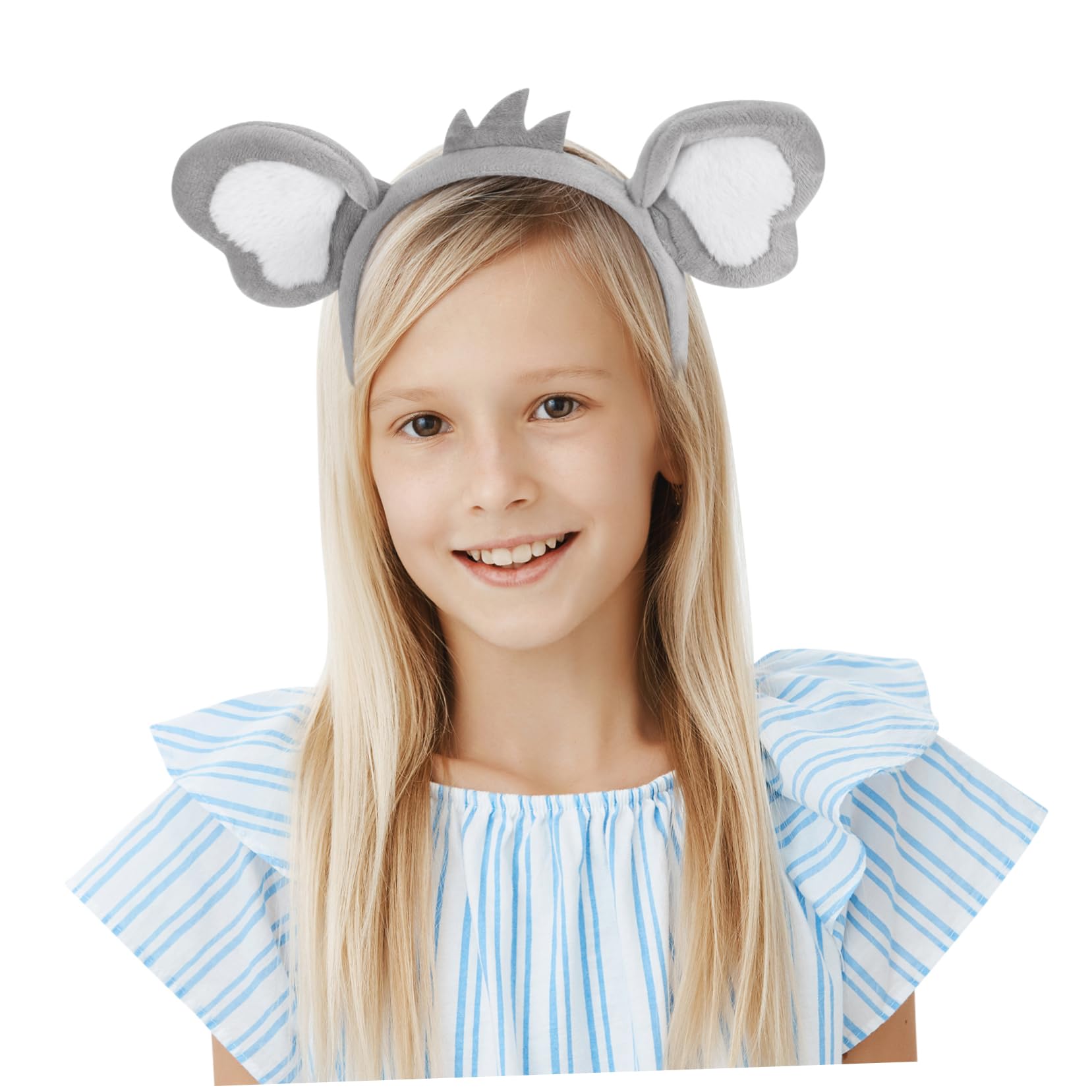 TOYANDONA 1pc Headband Ears Headband Adult Clip Furry Ears Ears Hairband Ear Headwear Women Hair Hoop Sing Bands with Clip Child Girl Polyester Light Grey