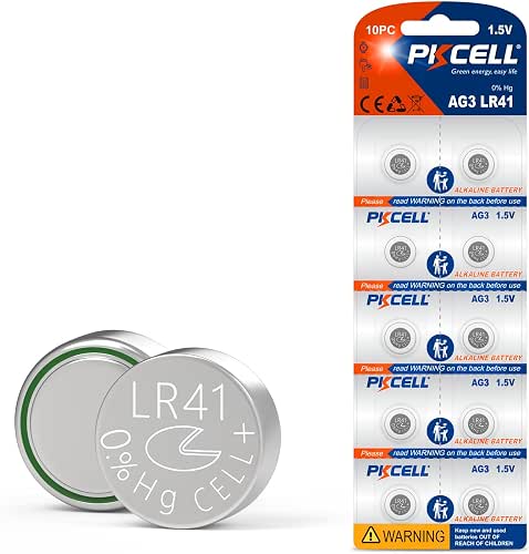 PKCELL LR41 Button Batteries 10 Count AG3 392 384 192