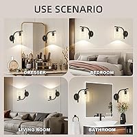 Vista 6 de CANMEIJIA Aplique de pared con 2 luces, accesorio moderno de iluminación de pared, luces de tocador de baño con lámpara de pared mate negra