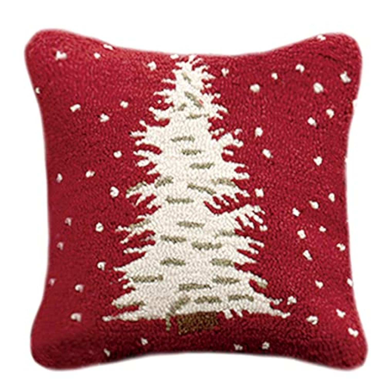 Red Christmas Tree Latch Hook Pillow Kits for Adults and Kids Beginner Handmade Needle Crochet Yarn Kits Embroidery Cushion Hook and Latch Kit Pillow Cover Rug Home Sofa Decoration 43x43cm, BZ-298