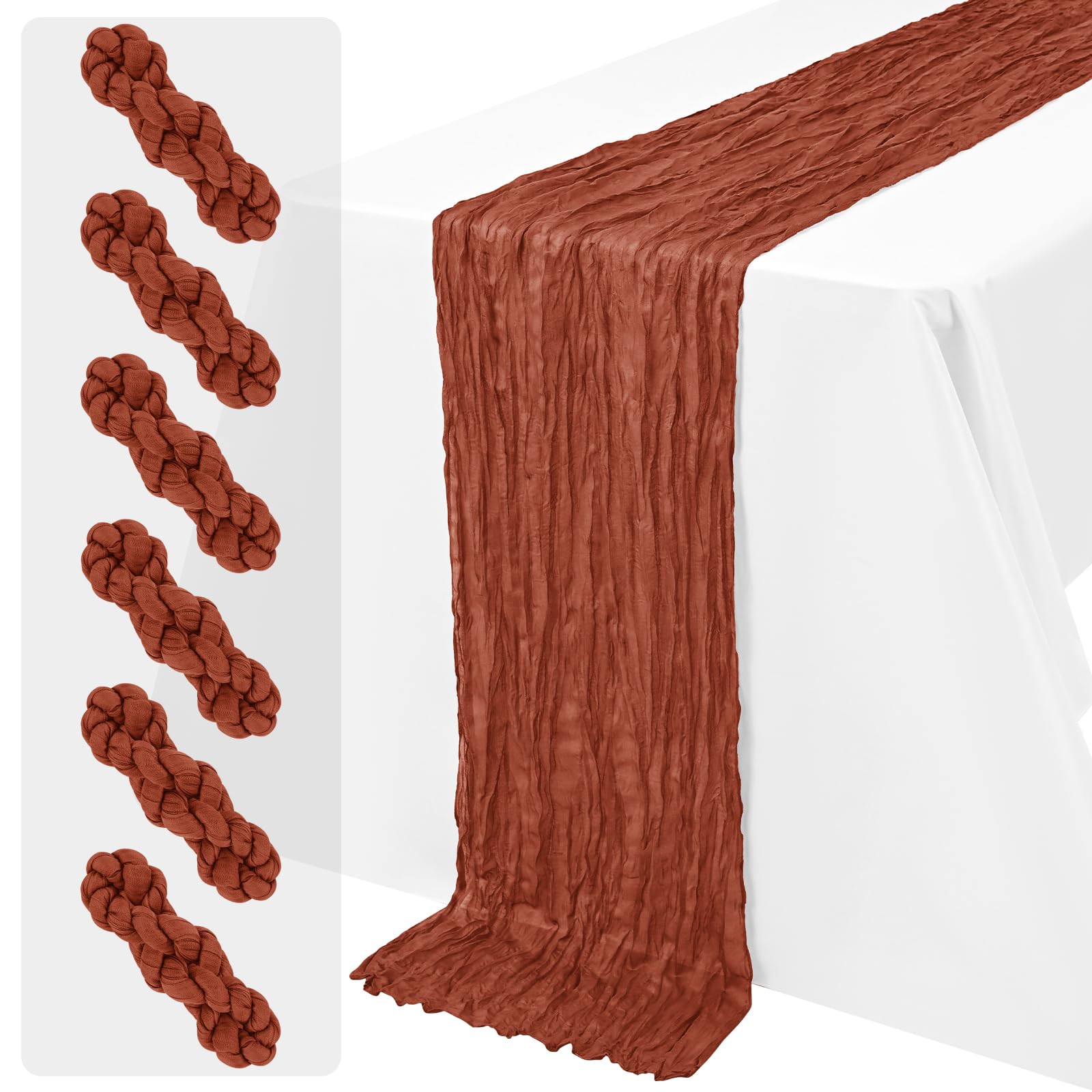 Terracotta Cheesecloth Table Runner 6 Pack 45x275cm (17.7x108 Inch) — image 1