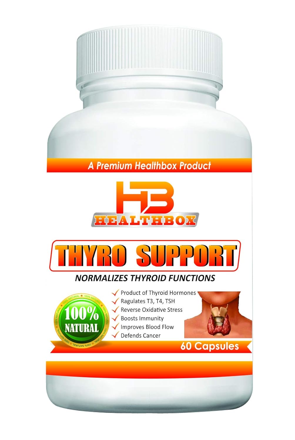 Healthbox Thyro Support 100 Natural Supplement For Hypothyroidism(60