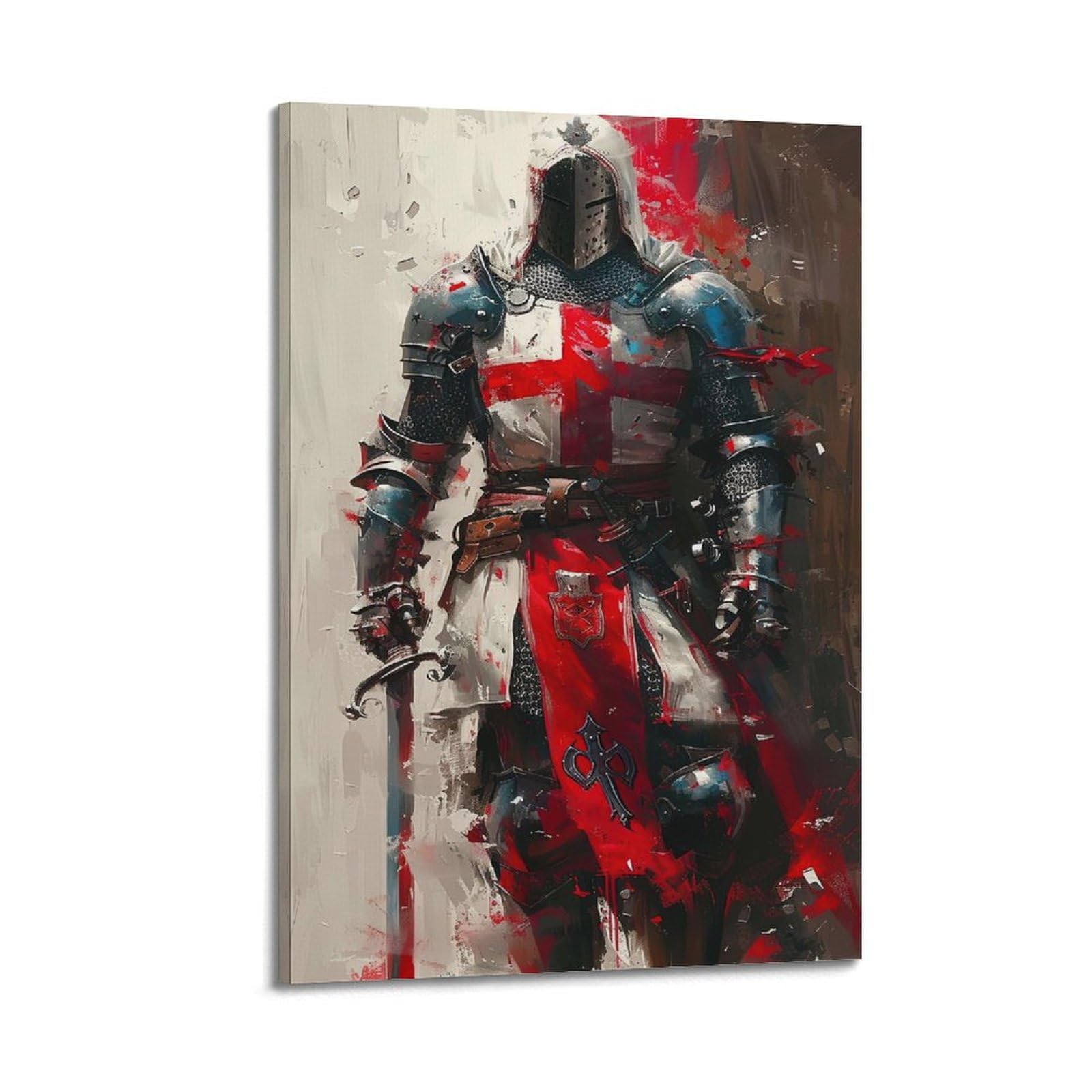 XKUGA Vintage Poster Medieval Knights Templar And Warrior Poster Decorative Painting Canvas Wall Posters And Art Picture Print Modern Family Bedroom Decor Posters 24x36inch(60x90cm)