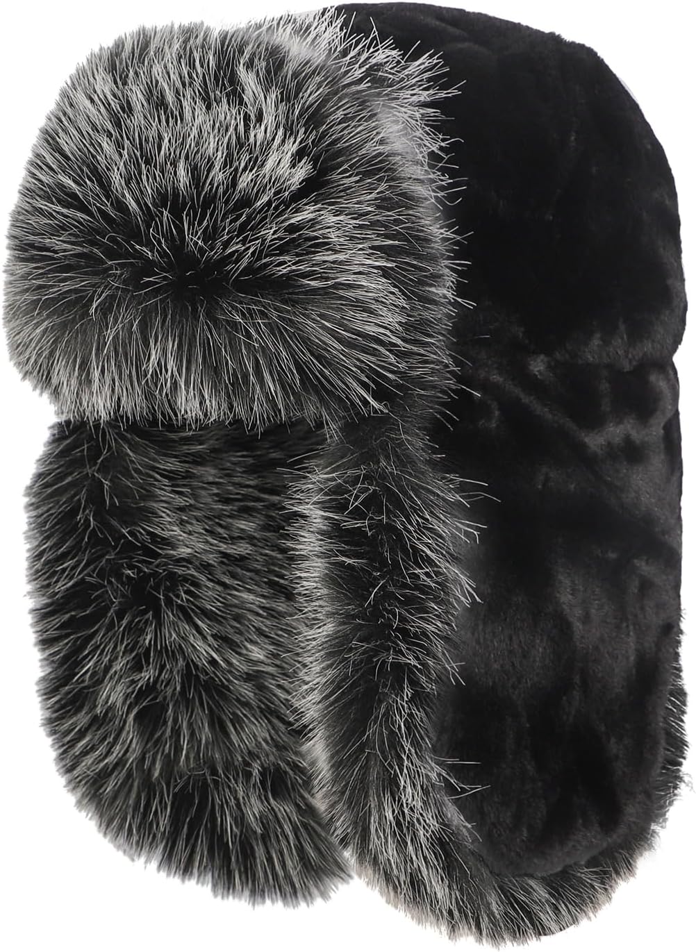 Unisex Faux Fur Trapper Hat - Winter Warm Furry Ushanka Ear Flap Hat, Windproof Hunting Ski Snow Cap for Men & Women