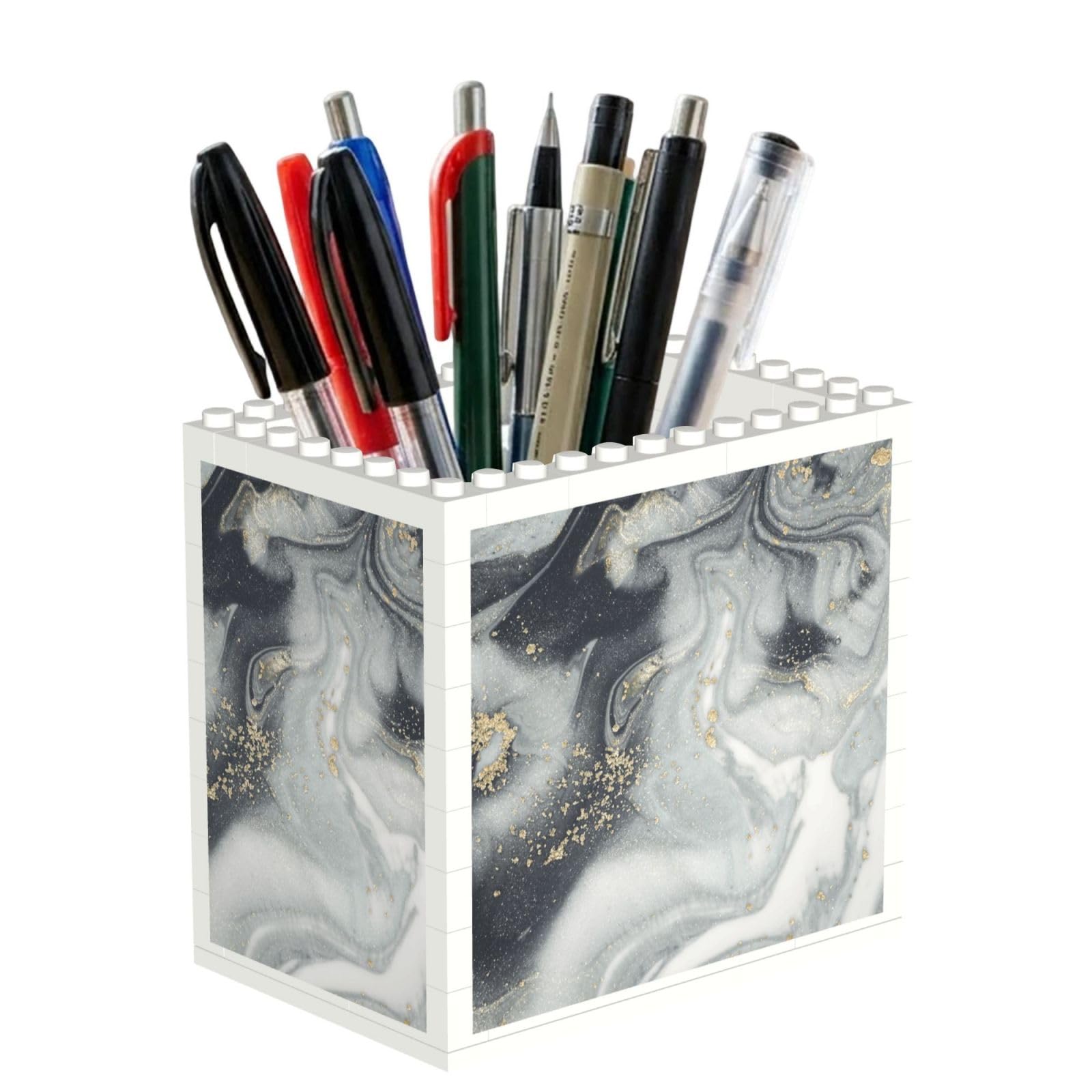 Poadnly Gray Marble Abstract Splash Pastel, Pen Pot Pencil Holder for Office Home School, Compact Desk Organiser for Office Stationery