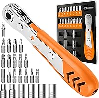 Vista 1 de Destornillador de ángulo recto 24 en 1 juego de destornilladores de trinquete con mini llave de trinquete para espacios reducidos, reparación