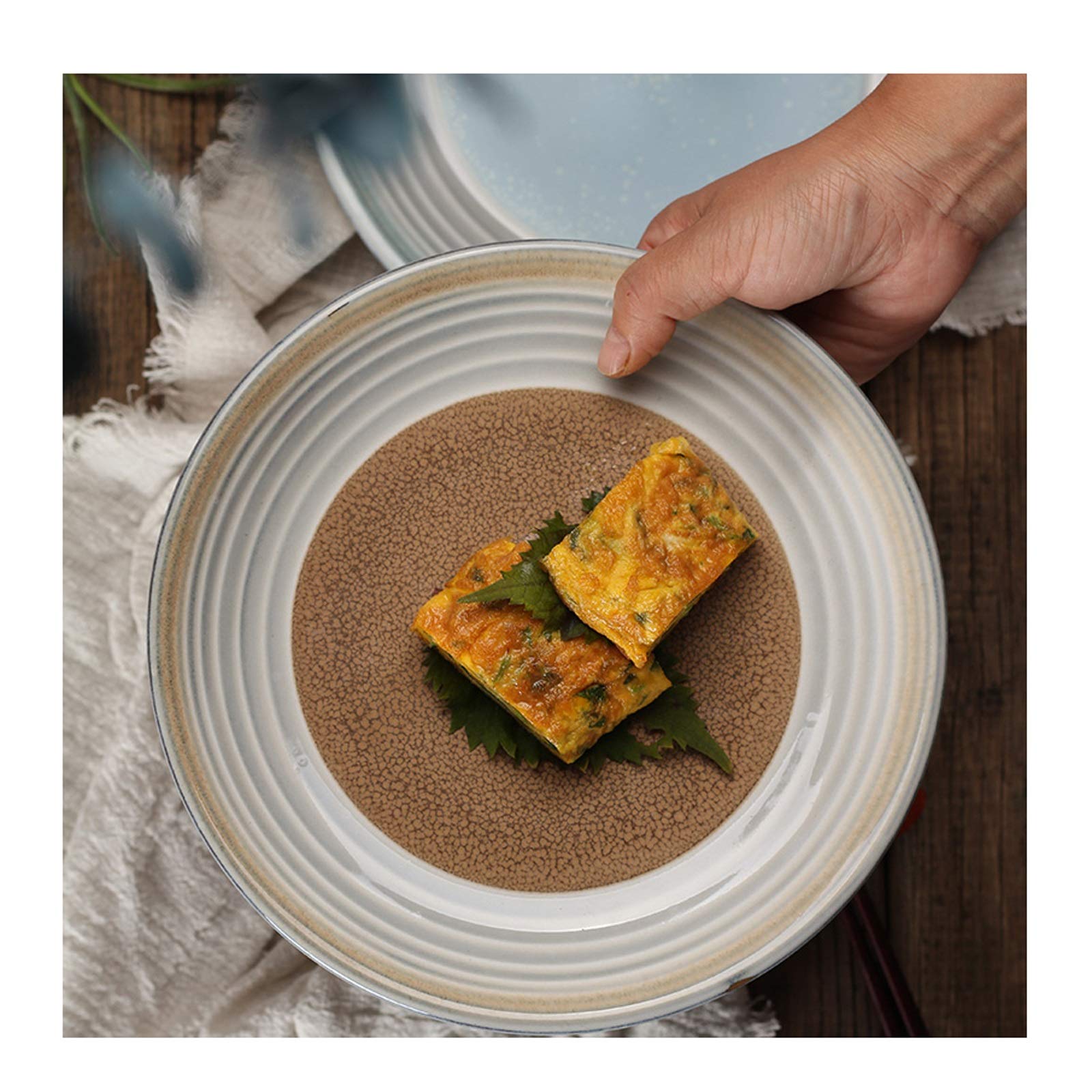 Speiseteller Glasierte Porzellanplatte, runde Salat-Dessert-Platten, fortgeschrittene Dinner-Platten, die for Familien, Restaurant, Party geeignet sind. Flachteller(B,2pack)