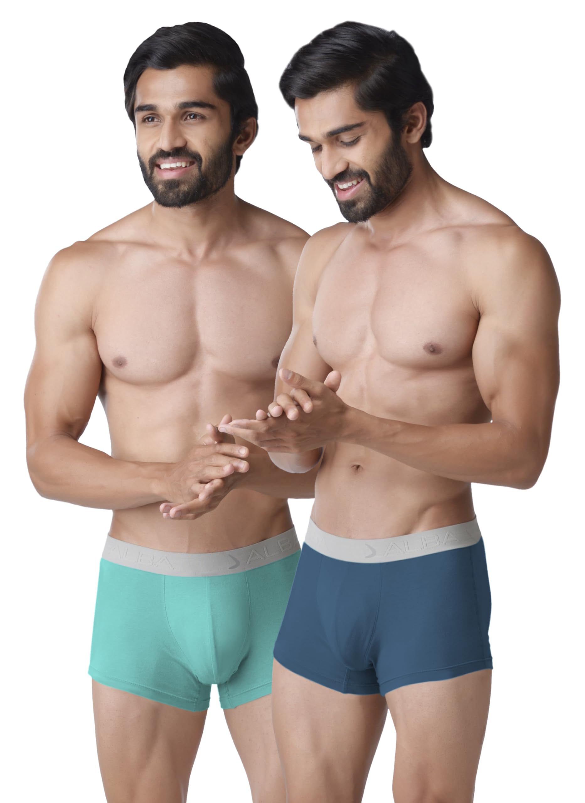 Rocca Cotton Elastane Men's Boxer Briefs Stretch Breathable Underwear for Men Sweat-Free Soft Innerwear Low Rise Trunks Elastic Waistband No Ride Up Comfort Fit Multicolor Solid Combo Pack of 2-image-19