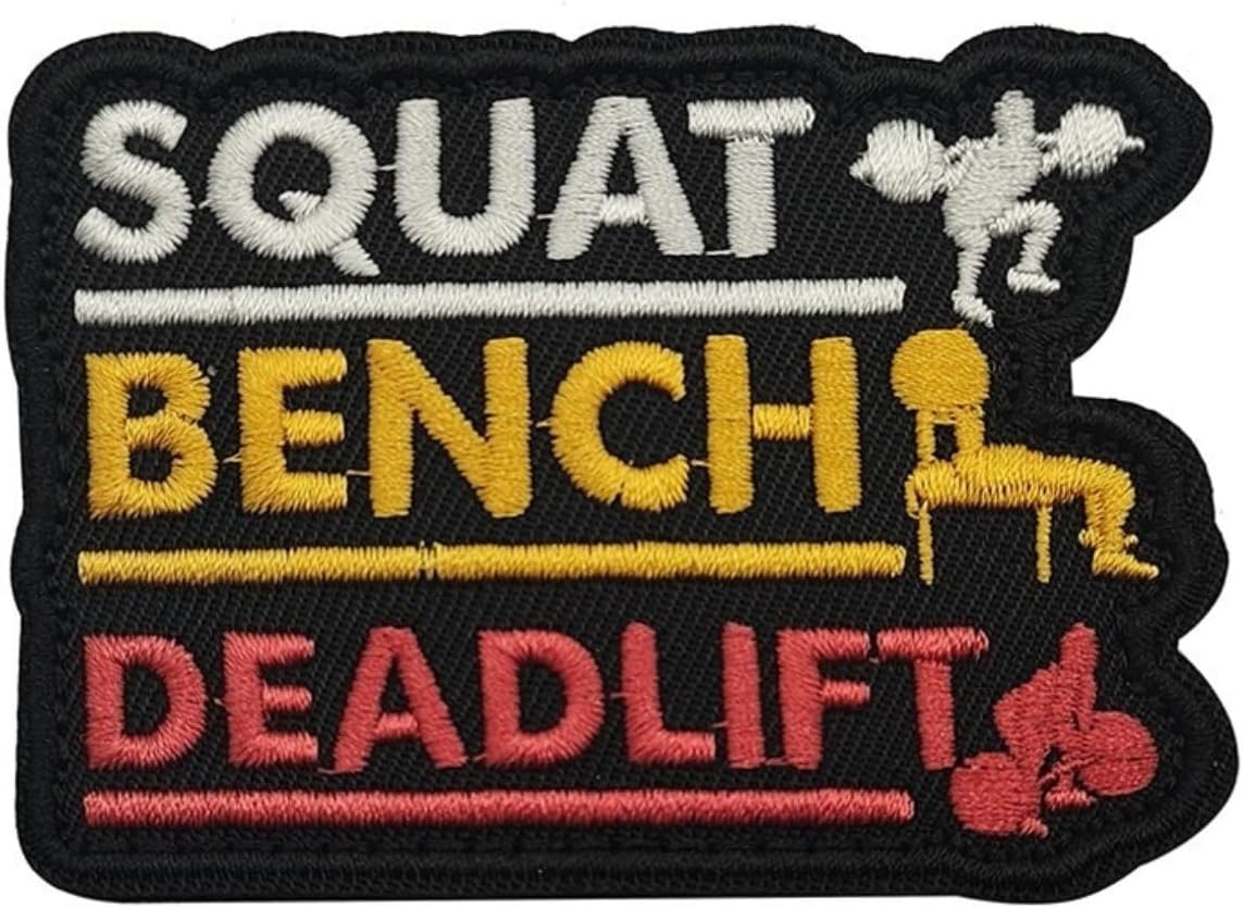 Squat Bench Deadlift Powerlifting Gym Workout Patch Funny Mental Health Morale Humor Embroidered Patches - Hook and Loop Fastener for Vest Backpack Bag Clothes Helmets