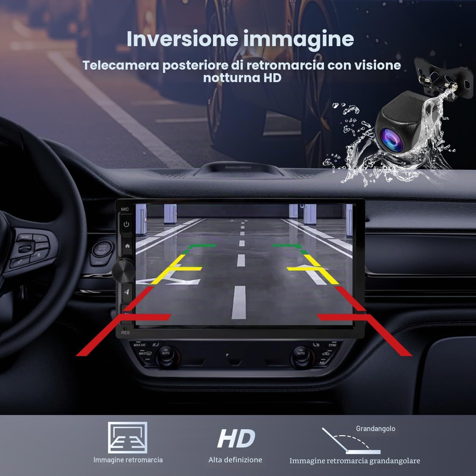 Haudio Autoradio 2 Din Bluetooth Stereo,schermo per auto IPS 7 pollici con telecamera di backup,navigazione GPS, schermo touch, Bluetooth, Mirror Link, FM, AUX| Android 13 Carplay Schermo