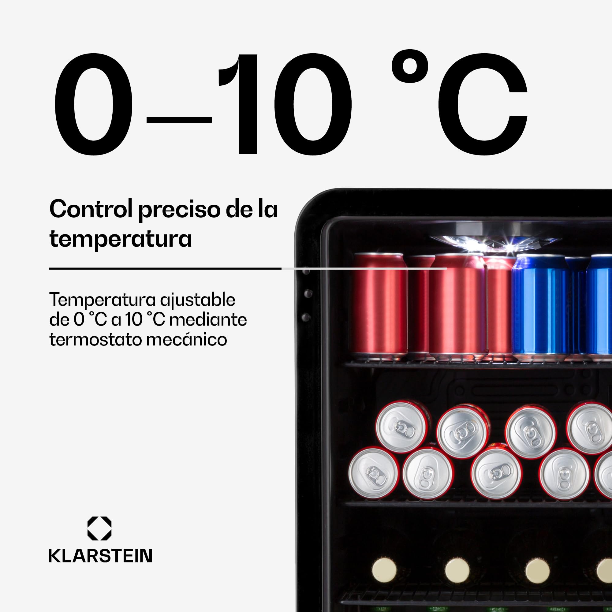 KLARSTEIN Nevera para bebidas, PopLife - minibar, nevera retro, 0-10°C, sólo 39 dB, 70 L, respetuosa con el medio ambiente, puerta de doble acristalamiento, diseño retro, negro
