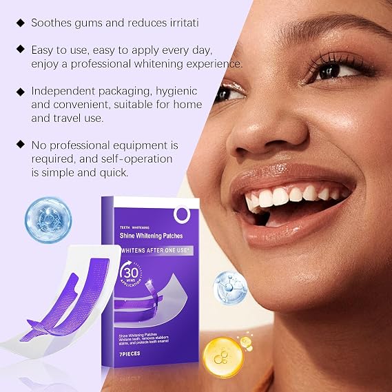 7PCS Professional Teeth Whitening Strips, Purple Whitening Strips, Non-Sensitive Whitening Patches with Color Correction Technology, Gentle Toothpaste Tablets Alternative for Effective Teeth Whitener