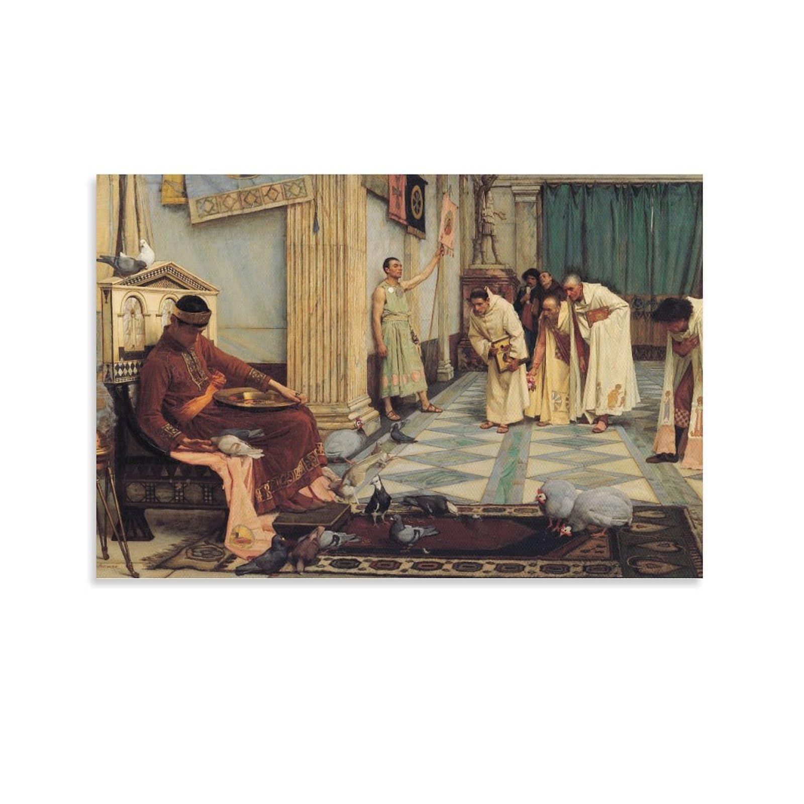 John William Waterhouse Prints 《The Favourites of The Emperor Honorius 1883》 Wall Art Poster Room Aesthetic Print Art Wall Painting Canvas Modern Bedroom Decor 12x18inch(30x45cm) — image 1
