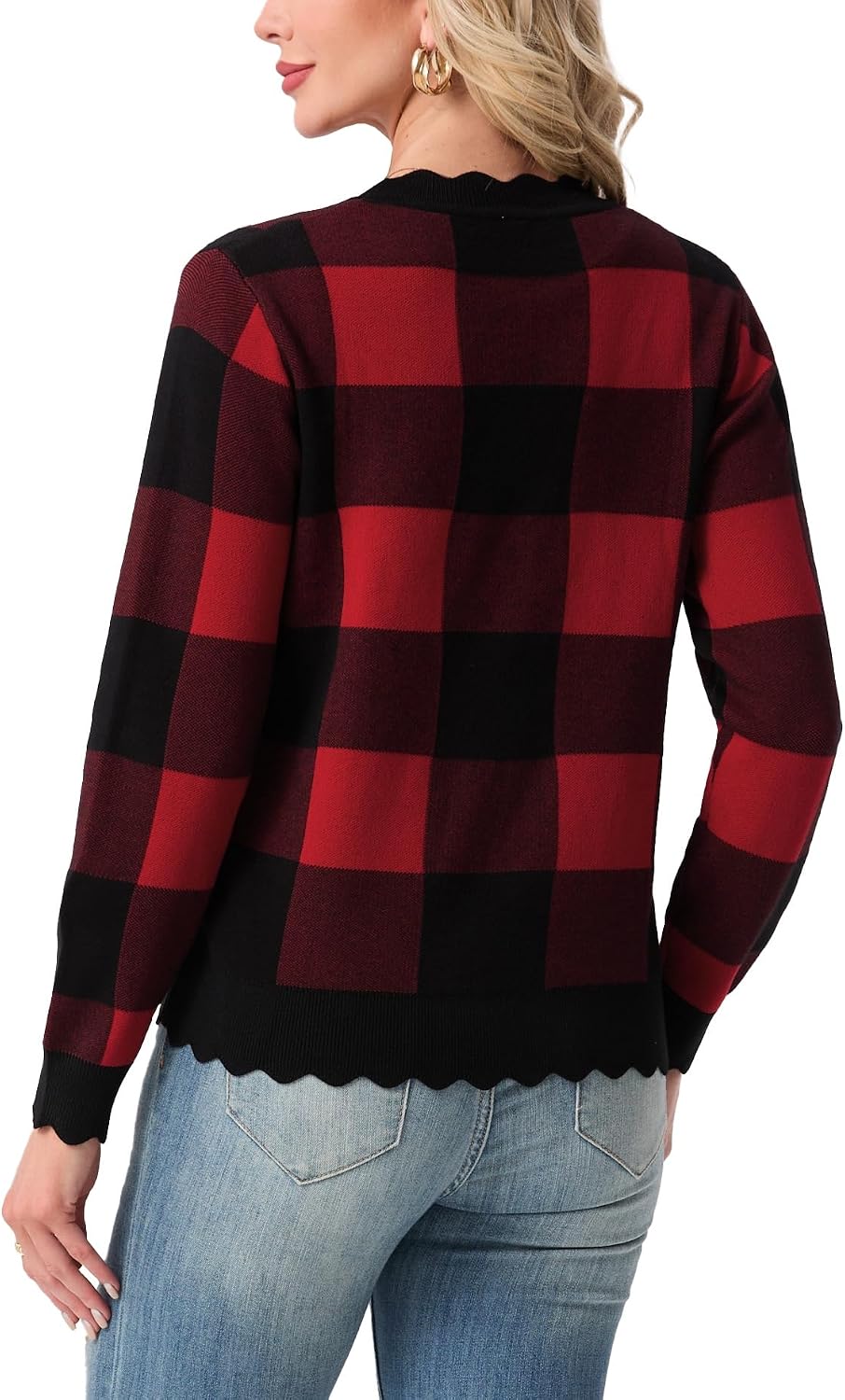 GRECERELLE Women's Long Sleeve V-Neck Button Down Cardigan Knit Shrugs Sweater thumbnail
