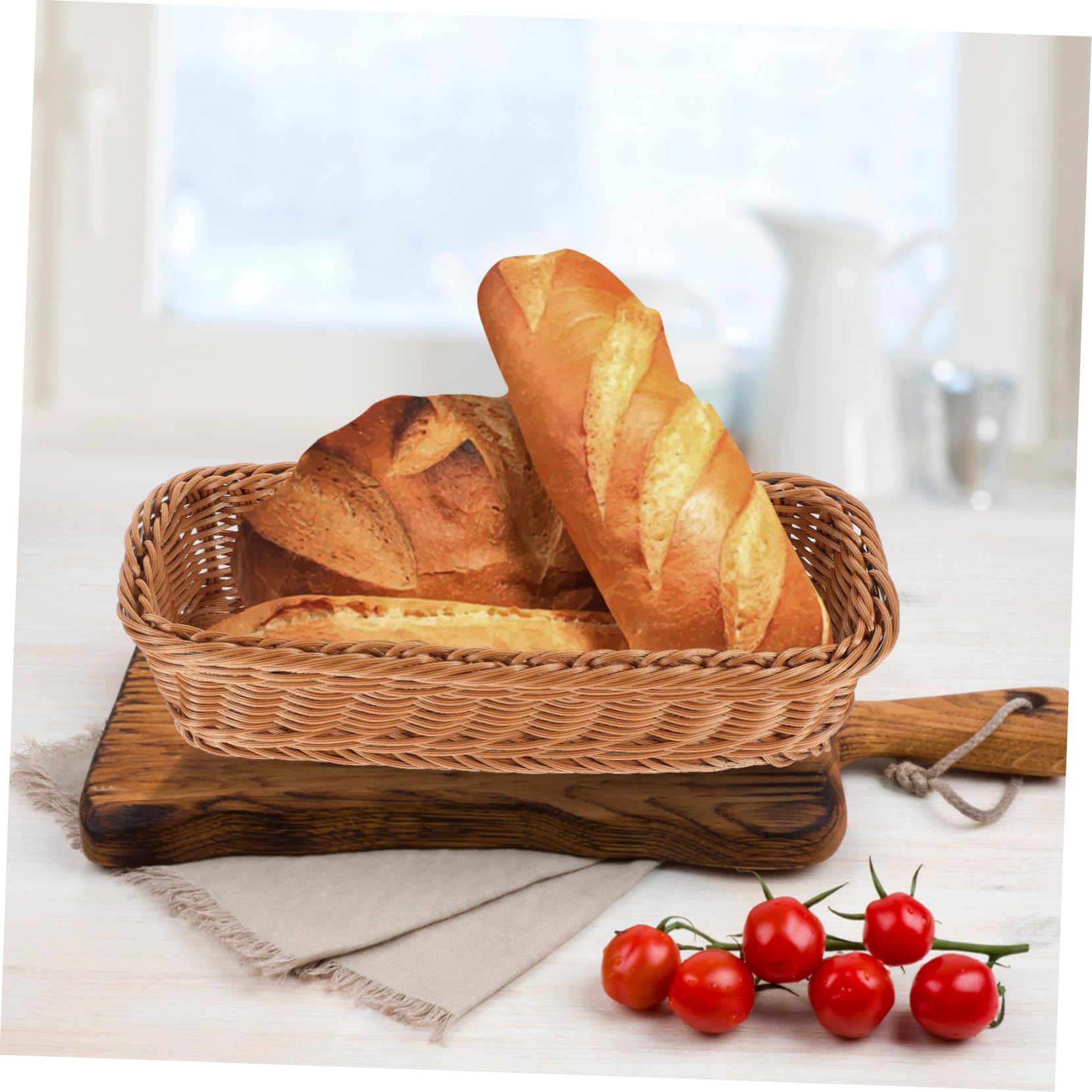 Cabilock 5 Uds Organizador De Cubiertos Cesta Cestas De Almacenamiento Soporte Para Alimentos Cesta De Cocina Cesta De Mimbre De Imitación Tejida Cesta De Aperitivos De Ratán De Imitación
