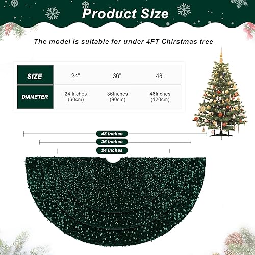 Miniatura 5 de Falda de árbol de lentejuelas doradas de 24 pulgadas, mini faldas de árbol de Navidad, lentejuelas de 0.197 in y falda de árbol de terciopelo para