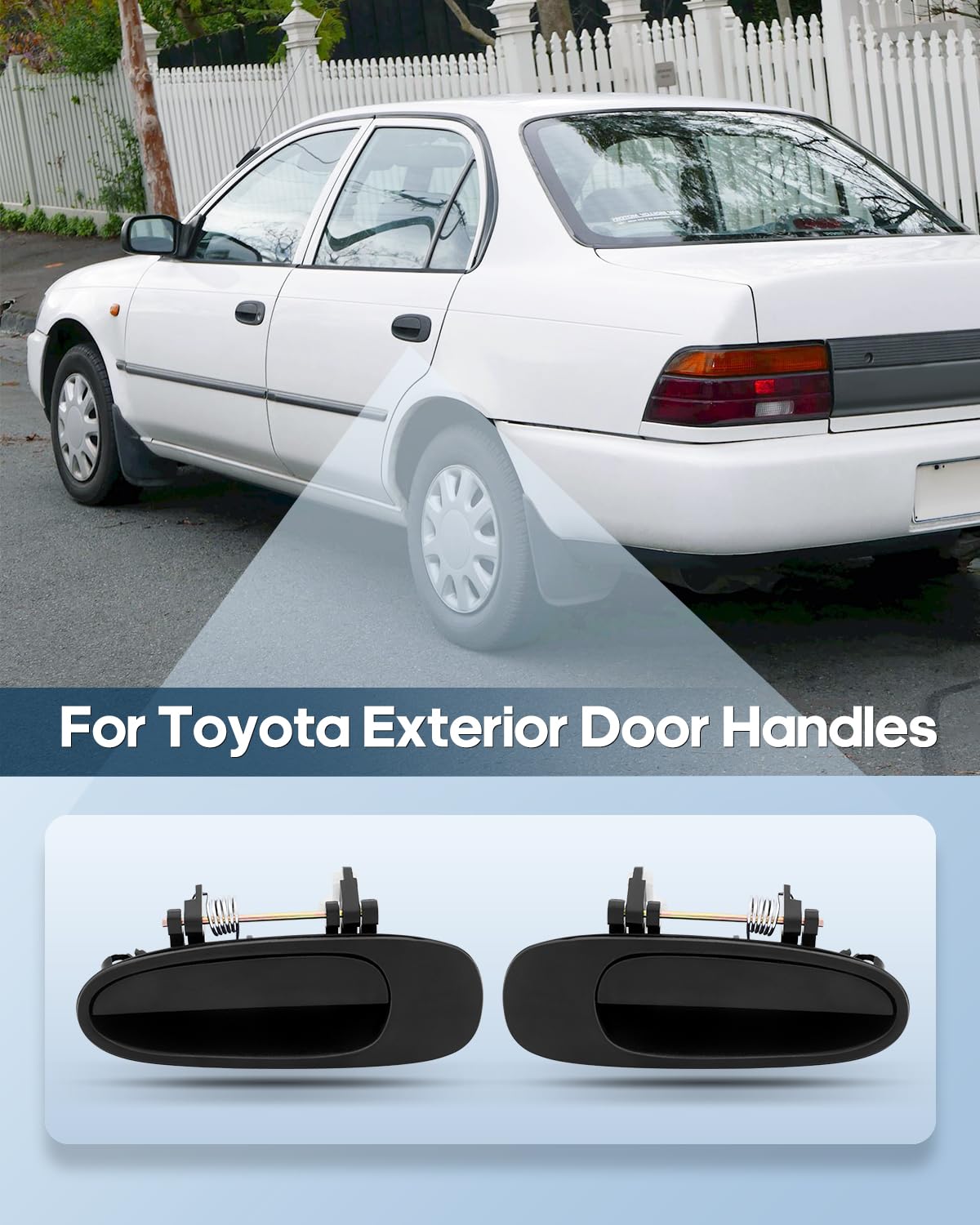 8-Piece Door Handle Kit For 93-97 Toyota Corolla / Geo Prizm - Black, Front & Rear, Inside & Out