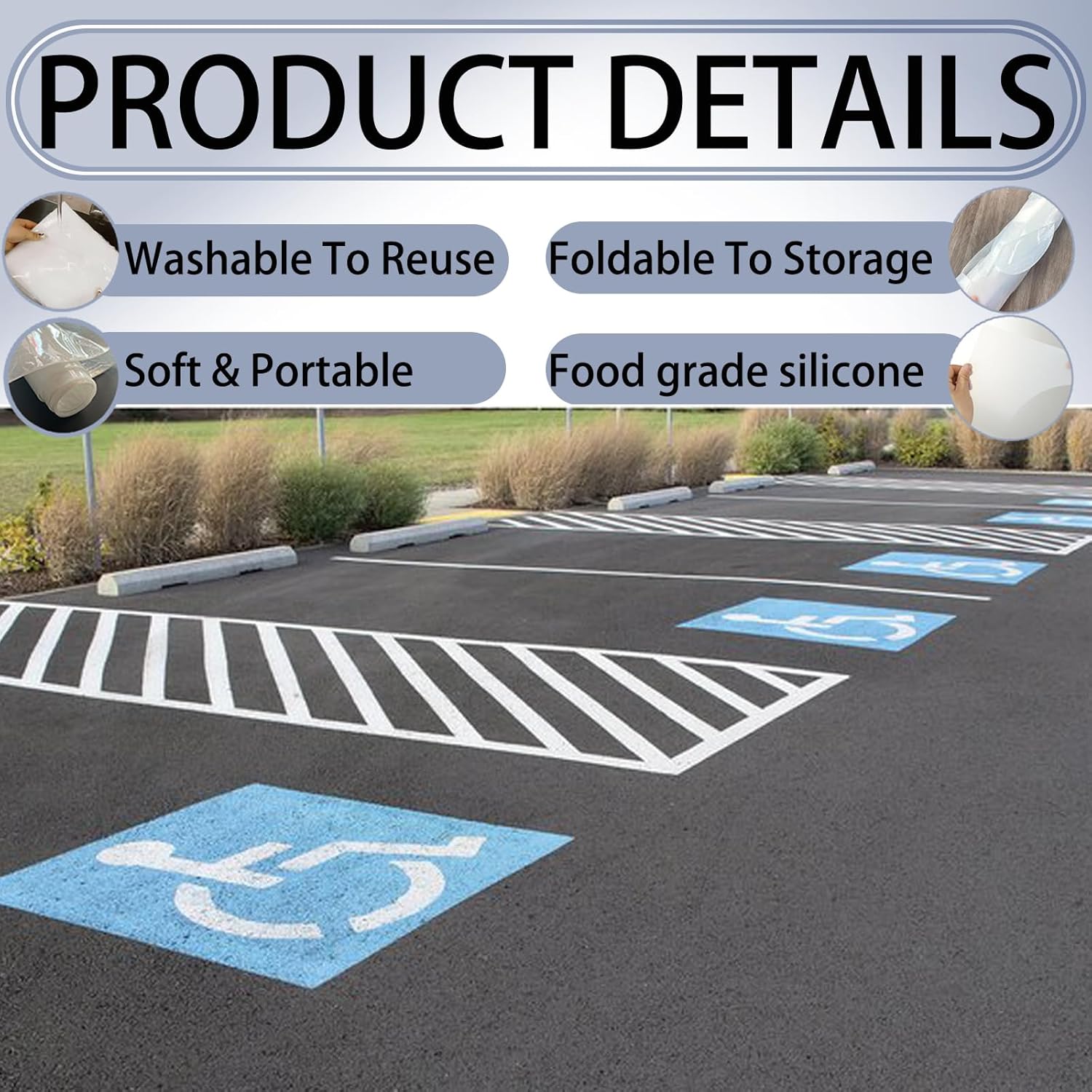 Handicap Parking Stencil - Handicap Silicone Parking Lot Stencils，Reusable， (36"x36")