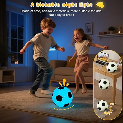 Miniatura 4 de Luz nocturna de silicona para fútbol, lámpara pequeña recargable regulable con tacto suave, lámpara de mesa suave para mesita de noche, bonito