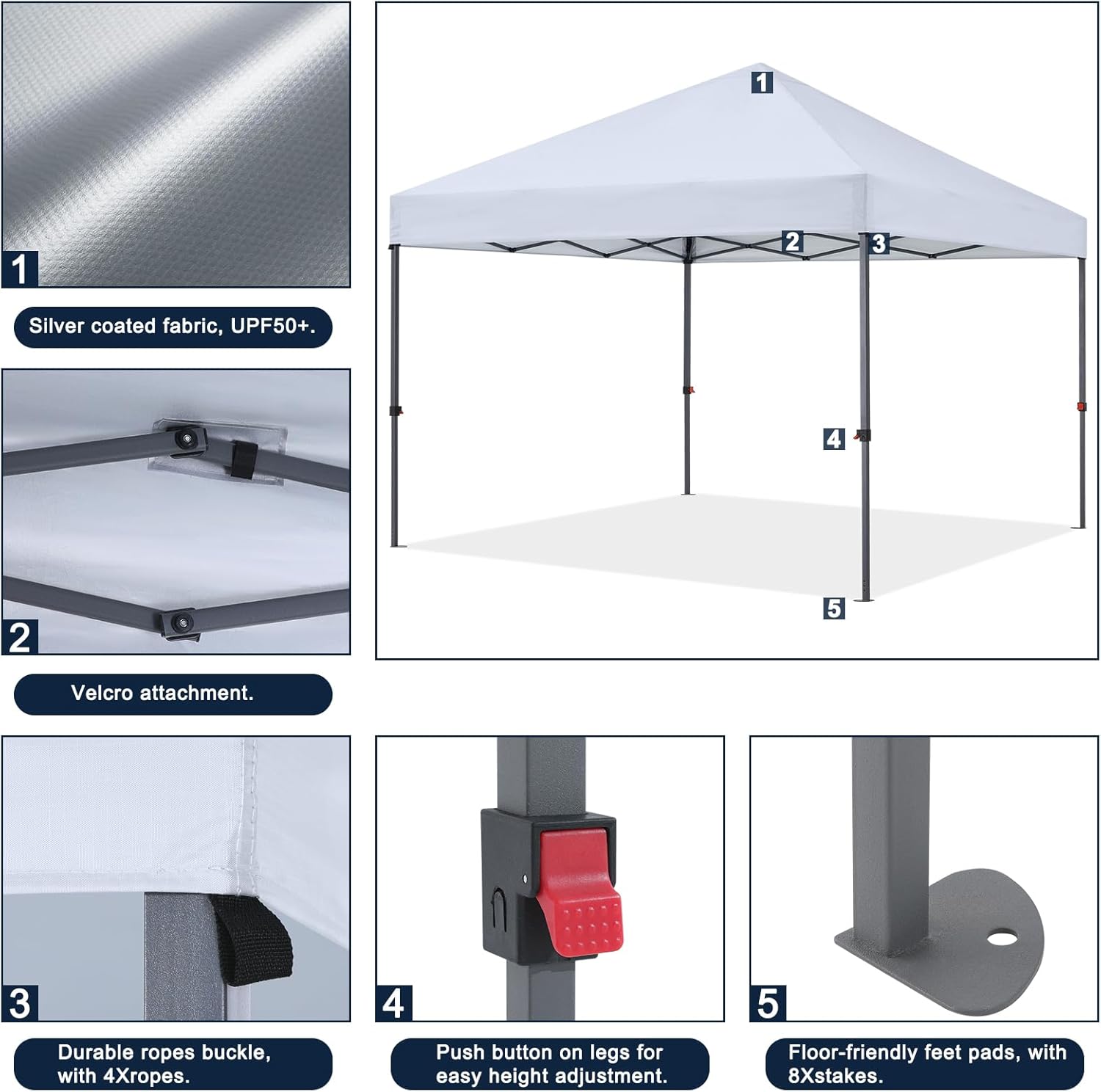 COOSHADE Durable Easy Pop Up Canopy Tent 10x10Ft, with 4 Sandbags(White)