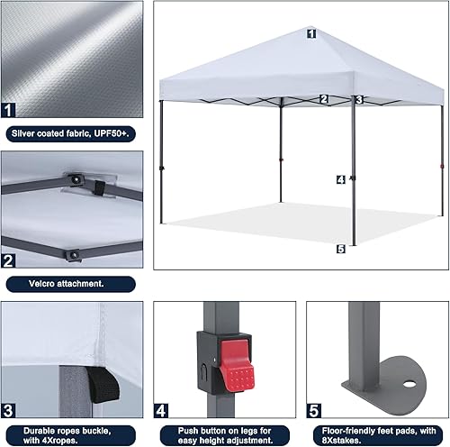 Miniatura 4 de COOSHADE Toldo instantáneo duradero de 10 x 10 pies (caqui)