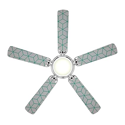 woopme Design Wrap Ceiling Or Roof Fan Blade Stickers for Living Kids Couple Bedroom Home Office Decor Vinyl Printed Fan Leaf Decal L X H 50 X 16 Cms Each (5 pcs)