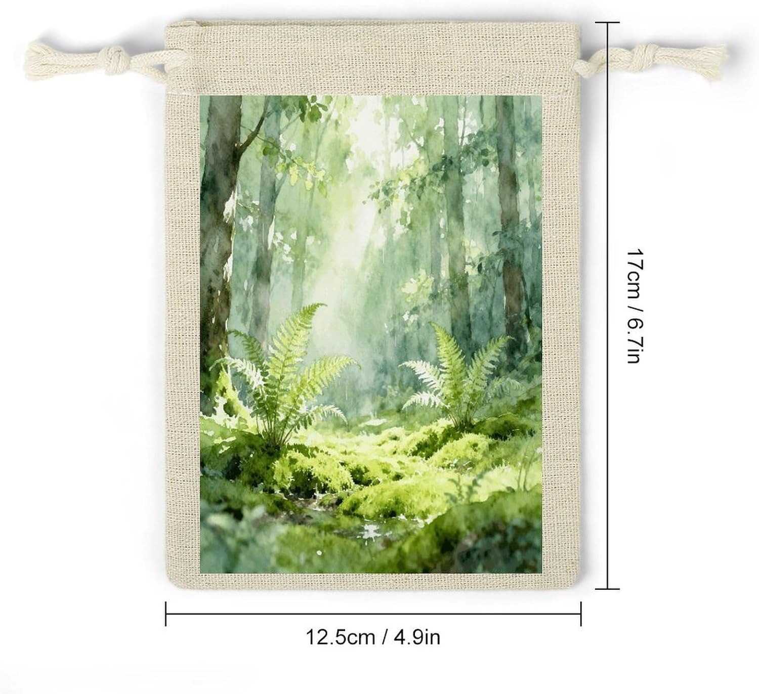 VstaDank Rain Moistens The Green Forest Small Burlap Bags with Drawstring image 2