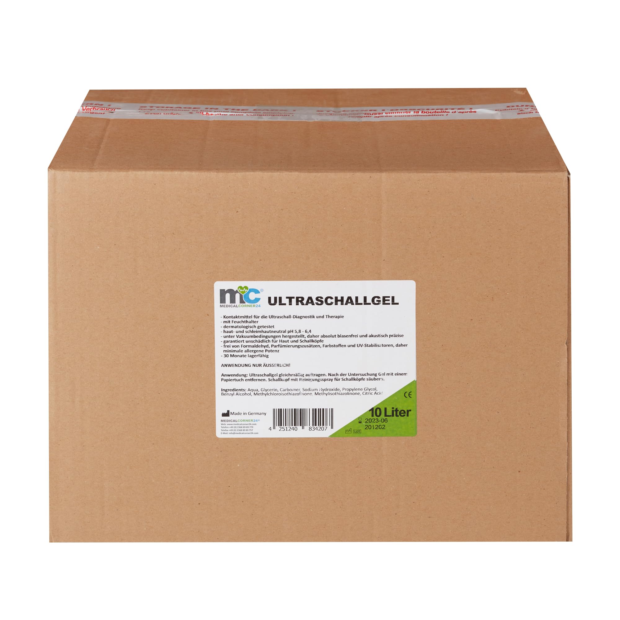 Medicalcorner24 Ultraschallgel, Sonographiegel, Kontaktgel, Leitgel, Gel, 10 Liter Kanister