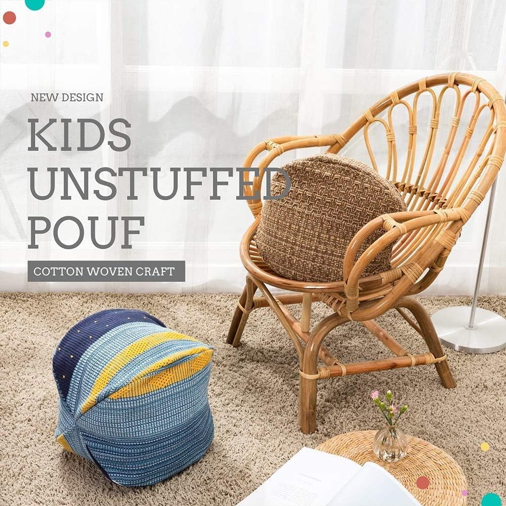 idee-home Square Unstuffed Pouf Cover, Boho Pouf Ottoman Foot Rest, Cotton Woven Pouf for Living Room, Bedroom, Kids Room 12"x12"x10", Without Filler