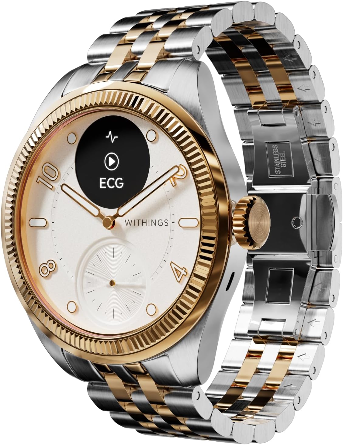 ScanWatch Nova, Hybrid Smartwatch Heart Health for M&F - ECG, SPO2, Temperature Monitoring, Sleep Tracking, Respiratory Health, Cycle Tracking, 35 Days Battery Life, iOS & Android, Gold