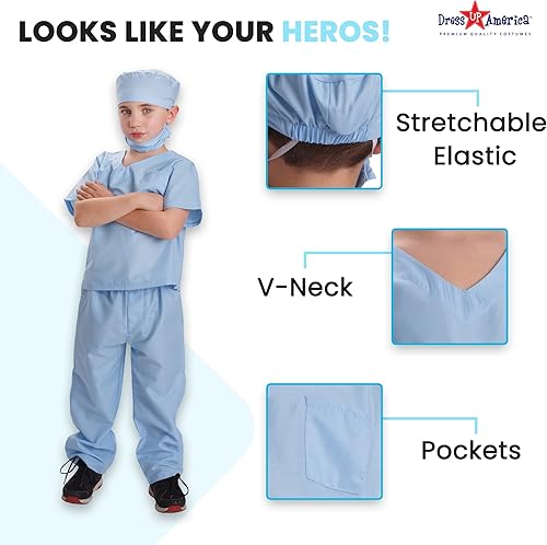 Miniatura 3 de Dress Up America Disfraz de médico para niños disfraz de médico para niños traje de juego de simulación azul y rosa