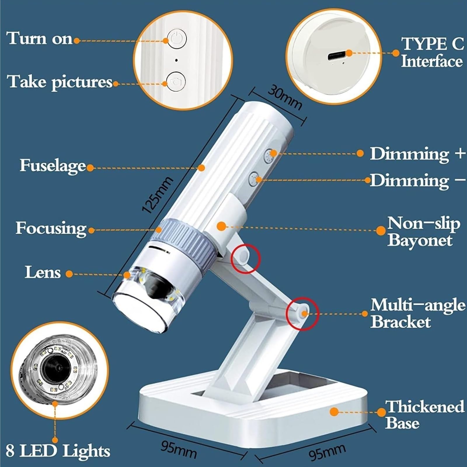 Mikroskop cyfrowy, Mikroskop Cyfrowy - HD 1080P, Światło LED, USB WiFi, Narzędzia Do Kontroli PCB