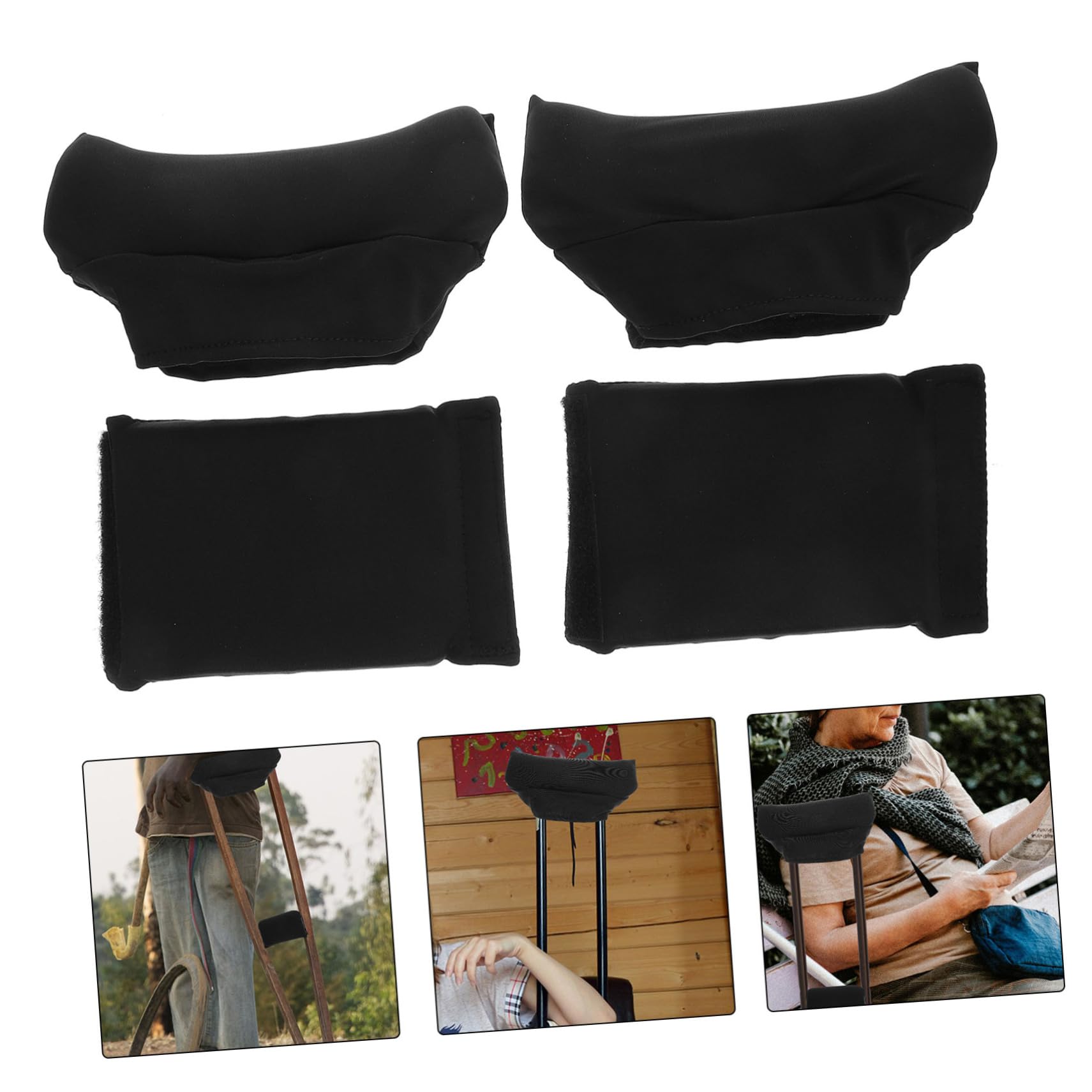 minkissy 3 Juegos andador con muletas cubierta para muletas asidero para muletas cojín para muletas fundas de muletas flexibles cubierta del mango de la muleta Espuma de memoria Black