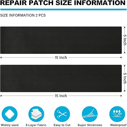 Miniatura 4 de Kit de reparación de cubierta de barco, 600D Super Stick Autoadhesivo Kit de reparación de cubierta de barco para reparar cubierta de piscina,