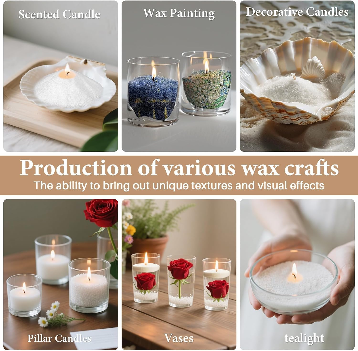 Sukh Sand Candles and Wicks - 450G(0.99lb) White Candle Sand with Wick Refillable Candle Wax for Weddings, Dating, Halloween, Christmas