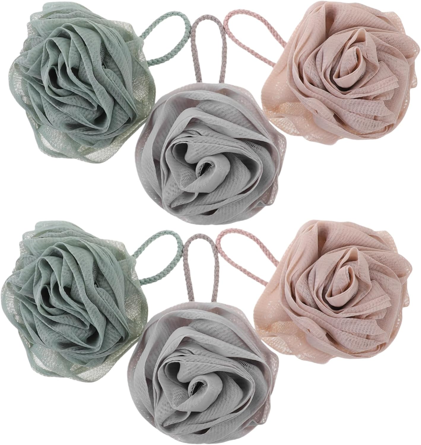 6pcs Luxury Rose Flower Bath Ball Loofah Exfoliating Body Scrubber Shower Puff Bath Accessories for Women